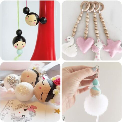 ديكوبدٍ 150 قطعة من الخرز الخشبي مقاس كبير (30 ملم، 25 ملم، 20 ملم) خرز خشبي طبيعي مستدير من الخشب الريفي مناسب للحرف اليدوية وصناعة المجوهرات والديكور المنزلي in Kuwait