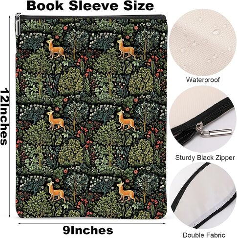 Classic Book Lovers Gifts Book Sleeve Vintage Forest Waterproof Book Cover Book Pouch Book Protector with Front Pocket Book Club Christmas Birthday Gifts for Women Girl Readers Book Accessories in Saudi Arabia