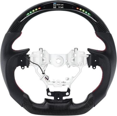 Carbon Fiber Steering Wheel D-shaped Flat-bottom Steering Wheel LED Shift Indicator Racing Display Preforated Leather Grip for LEXUS ES 2015-2017 in Saudi Arabia