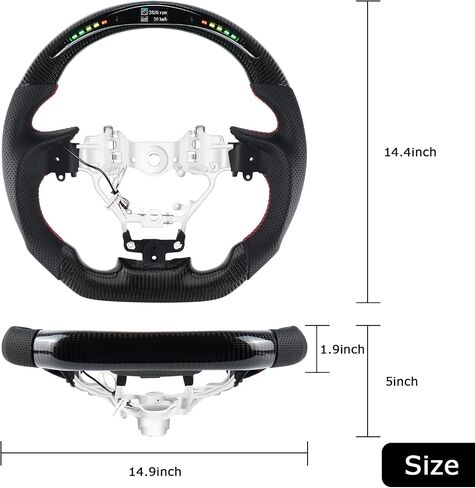 Carbon Fiber Steering Wheel D-shaped Flat-bottom Steering Wheel LED Shift Indicator Racing Display Preforated Leather Grip for LEXUS ES 2015-2017 in Saudi Arabia