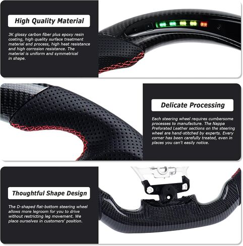 Carbon Fiber Steering Wheel D-shaped Flat-bottom Steering Wheel LED Shift Indicator Racing Display Preforated Leather Grip for LEXUS ES 2015-2017 in Saudi Arabia
