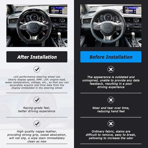 Carbon Fiber Steering Wheel D-shaped Flat-bottom Steering Wheel LED Shift Indicator Racing Display Preforated Leather Grip for LEXUS ES 2015-2017 in Saudi Arabia