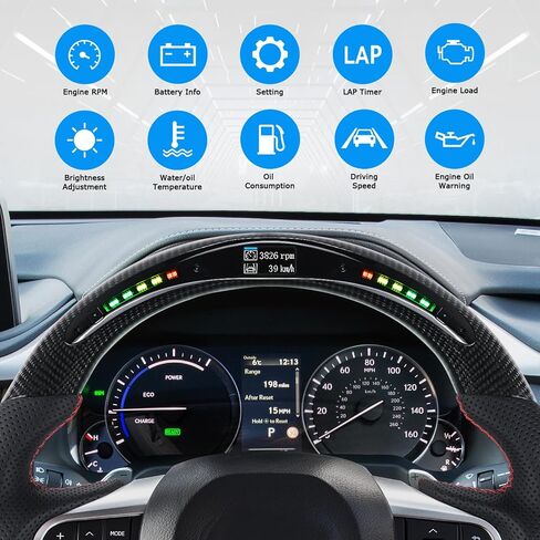 Carbon Fiber Steering Wheel D-shaped Flat-bottom Steering Wheel LED Shift Indicator Racing Display Preforated Leather Grip for LEXUS ES 2015-2017 in Saudi Arabia