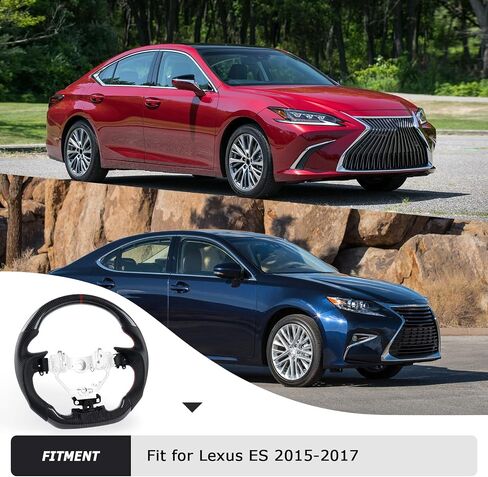 Carbon Fiber Steering Wheel D-shaped Flat-bottom Steering Wheel LED Shift Indicator Racing Display Preforated Leather Grip for LEXUS ES 2015-2017 in Saudi Arabia