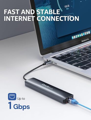 USB C Hub Multiport Adapter, dockteck 7-in-1 USB-C Hub with 4K 60Hz, 1Gbps Ethernet, 100W Power Delivery, SD/TF Card Slots, USB 3.0 5Gbps Data Ports, for MacBook Pro, MacBook Air, iPad Pro, XPS in Saudi Arabia