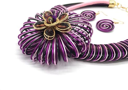 RUIYIMING Statement African Necklace For Women African Jewelry Costume Earring Sets Tribal Fashion Colorful Big Rhinestone Crystal Pendent Collar Choker Bold Chunky Bib Handmade（color） in Kuwait