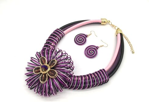 RUIYIMING Statement African Necklace For Women African Jewelry Costume Earring Sets Tribal Fashion Colorful Big Rhinestone Crystal Pendent Collar Choker Bold Chunky Bib Handmade（color） in Kuwait