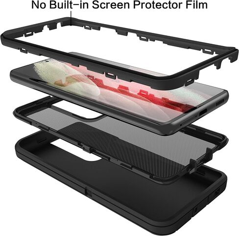 MXX Case Compatible with Galaxy S21 Ultra Case, 3-Layer Super Full Heavy Duty Body Bumper Cover/Shock Protection/Dust Proof, Designed for Samsung Galaxy S21 Ultra 5G 6.8 Inch 2021 (Black) in Kuwait
