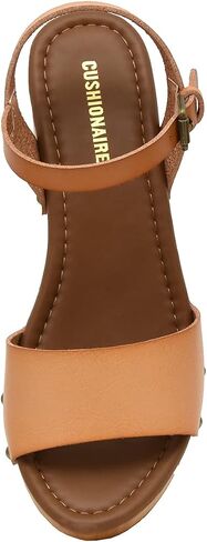 CUSHIONAIRE Women's Sloan Faux Wood Sandal +Memory Foam & LiteSole Technology -Wide Widths Available, White 8 in Saudi Arabia