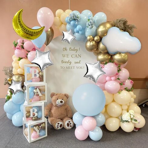 Teddy Bear theme Balloon Arch Kit Light Pink beige Tan and Brown Globos cream Ballon garland for Baby Shower Girl Decorations Gender Reveal Party Woodland Backdrop Supplies in Saudi Arabia