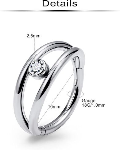 F136 Titanium 20/18g Diamond Double Nose Helix Rings Hoop for Single Piercing for Women Men 8/10mm Implant Grade Hypoallergenic Septum Daith Cartilage Nostril Aretes Para La Nariz in Saudi Arabia