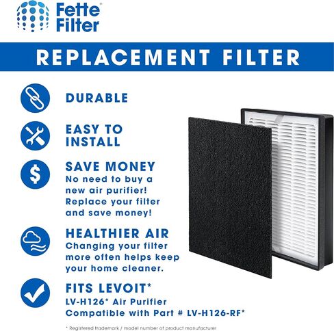 Fette Filter - Premium Air Purifier Replacement Filter Set, Compatible with Levoit LV-H126 Air Purifier (1 Hepa 3 Carbon) in Saudi Arabia