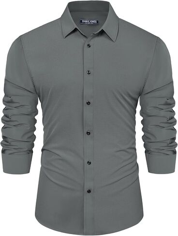 PJ PAUL JONES Mens Long Sleeve Button Down Shirts Wrinkle Free Stretch Untucked Dress Shirts Business Casual Shirt in Saudi Arabia