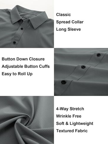PJ PAUL JONES Mens Long Sleeve Button Down Shirts Wrinkle Free Stretch Untucked Dress Shirts Business Casual Shirt in Saudi Arabia