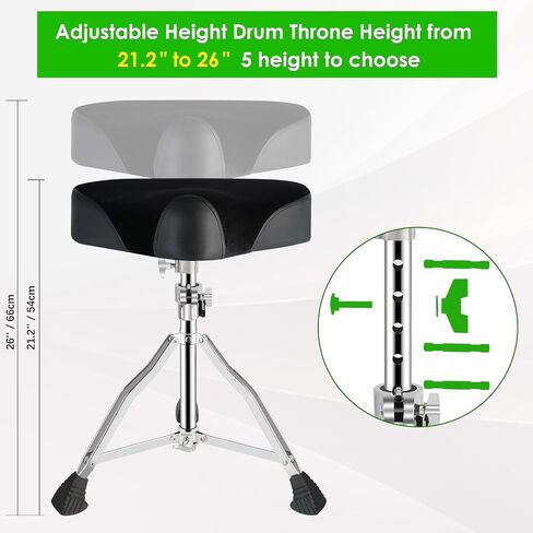 EASTROCK Drum Throne Drum Seat Height Adjustable,Rotatable Padded Drum Stools Motorcycle Style Drum Chair with Anti-Slip Feet for Drummers,Adult in Saudi Arabia
