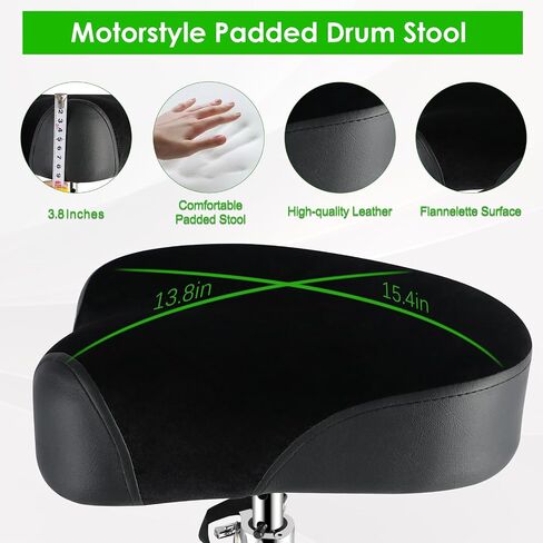 EASTROCK Drum Throne Drum Seat Height Adjustable,Rotatable Padded Drum Stools Motorcycle Style Drum Chair with Anti-Slip Feet for Drummers,Adult in Saudi Arabia