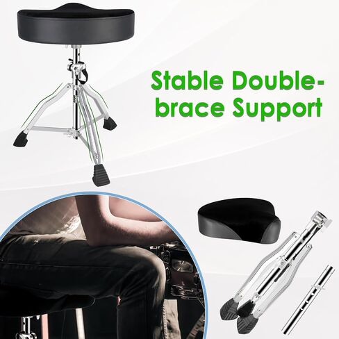 EASTROCK Drum Throne Drum Seat Height Adjustable,Rotatable Padded Drum Stools Motorcycle Style Drum Chair with Anti-Slip Feet for Drummers,Adult in Saudi Arabia