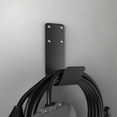 EV Charger Cable Holder, Wall-Mount J-Hook, Electric Vehicle Charger Holster, 304 Stainless Steel Material, Black in Saudi Arabia