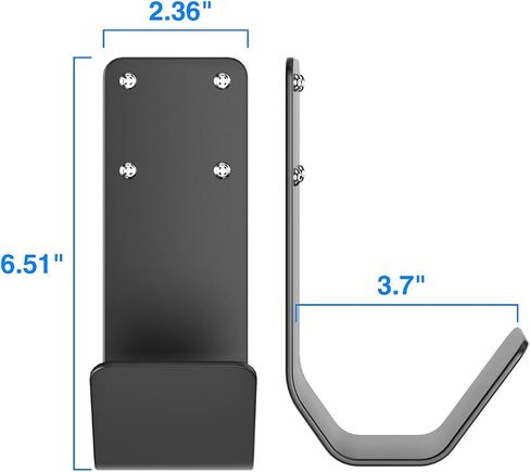 EV Charger Cable Holder, Wall-Mount J-Hook, Electric Vehicle Charger Holster, 304 Stainless Steel Material, Black in Saudi Arabia