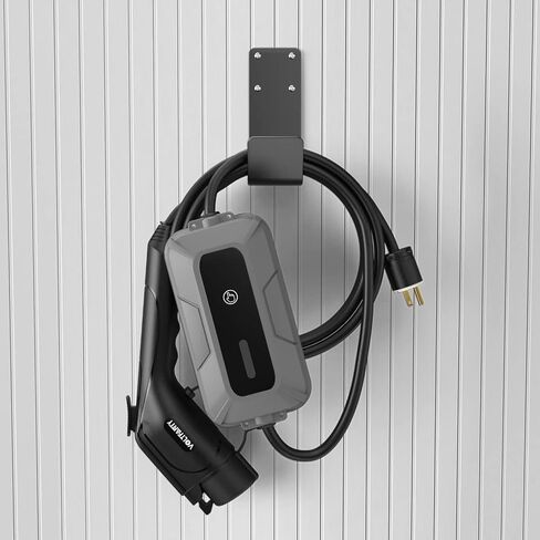 EV Charger Cable Holder, Wall-Mount J-Hook, Electric Vehicle Charger Holster, 304 Stainless Steel Material, Black in Saudi Arabia
