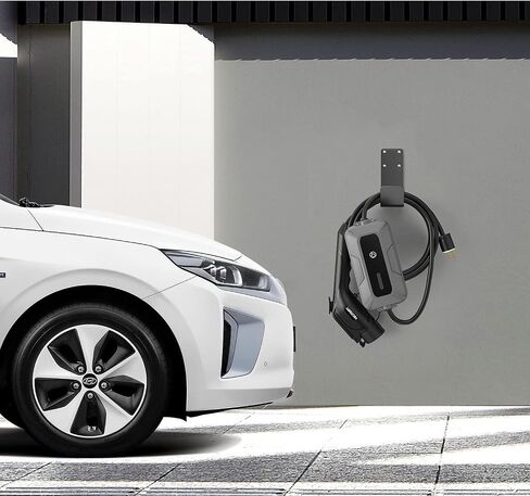 EV Charger Cable Holder, Wall-Mount J-Hook, Electric Vehicle Charger Holster, 304 Stainless Steel Material, Black in Saudi Arabia