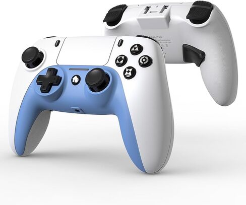 وحدة التحكم اللاسلكية ShanWan لجهاز PS4/ Silm/Pro. لوحة ألعاب لاسلكية عن بعد متوافقة مع أجهزة الكمبيوتر/PS4. بطارية مدمجة بقدرة 600 مللي أمبير في الساعة مع صدمة مزدوجة/مقبس 3.5 ملم/مستشعر 6 محاور/أزرار خلفية (أبيض وأسود) in Kuwait