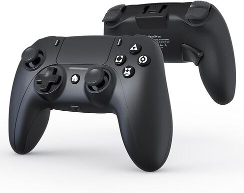 وحدة التحكم اللاسلكية ShanWan لجهاز PS4/ Silm/Pro. لوحة ألعاب لاسلكية عن بعد متوافقة مع أجهزة الكمبيوتر/PS4. بطارية مدمجة بقدرة 600 مللي أمبير في الساعة مع صدمة مزدوجة/مقبس 3.5 ملم/مستشعر 6 محاور/أزرار خلفية (أبيض وأسود) in Kuwait