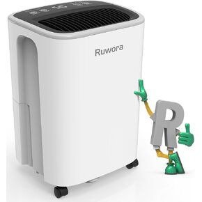 Dehumidifier for Home, Dehumidifier 4500 Sq.Ft 50 Pint, Dehumidifiers with Drain Hose, 0.66 Gallon Water Tank, RUWORA Dehumidifiers for Basement Bedroom Bathroom, Overflow Protection, 24H Timer