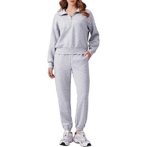 PINSPARK 2 Piece Sets for Women 2024 Fall Outfits Tracksuit Long Sleeve Half Zip Sweatshirt Jogger Sweatpants Matching Set in Kuwait