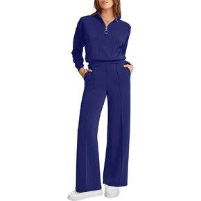 Womens 2 Piece Outfits Sweatsuit Half Zip Sweatshirt Tracksuit Sweatpants Lounge Sets XS-2XL