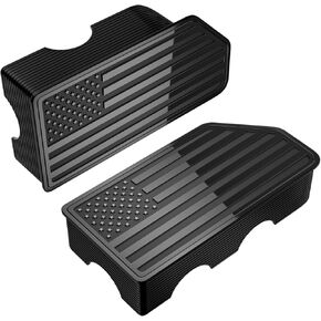 American Flag Stake Pocket Covers for 2014-2018 GMC Sierra 1500,Chevy Silverado 1500/2500/2500HD/3500 Truck Bed Rail Stake Odd Shaped Hole Plugs Caps (Black, 2-Pack)
