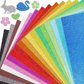BigOtters Glitter Cardstock Paper, 40 Sheets Colored Paper Kit 20 Colors 8.2x11.8in, Sparkly Paper Premium Craft Card Stock Paper for DIY Project, Christmas Decoration, Gift Wraps, 250 GSM
