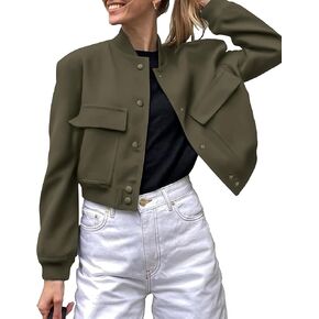 Zeagoo Women Bomber Jacket Casual Button Down Varsity Jackets Shackets With Pockets Outwear in Saudi Arabia