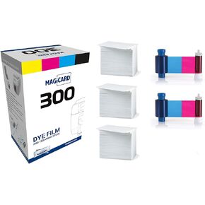 Magicard 300 Printer MC300YMCKO Color Ribbon - YMCKO - 300 Prints with Bodno Premium CR80 30 Mil Graphic Quality PVC Cards - Qty 300