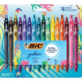 BIC Gelocity Quick Dry Ocean Themed Gel Pens, Medium Point (0.7mm), 16-Count Gel Pen Set, Colored Gel Pens for Note Taking and Journaling, Perfect Teacher Appreciation Gifts
