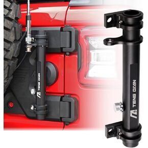 Wrangler Flag Pole Mount & CB Antenna Holder, Tailgate Hinge Flagpole Mounted Bracket Multi-Function Compatible with Jeep Wrangler JK JL & Unlimited, No Drilling(Black)