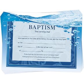 50Pcs Baptism certificates for Church Baby baptismal Award Blank Baby dedication certificates for Church Baby Shower Baptism Party Supplies Gift Decorations 11 x 8.3 Inch