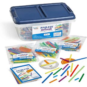 hand2mind AngLegs Classroom Set with 30 Protractors, Geometry Manipulatives, Geometric Shapes for Classroom, Montessori Math Materials, Math Teaching Tools, 4th Grade Math Manipulatives for Kids