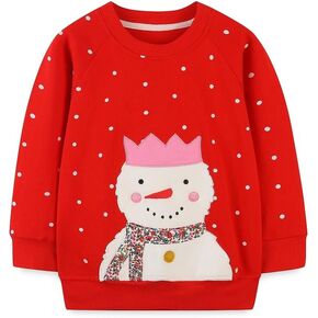 FreeLu Girls Cotton Pullover Sweatshirts Kids Cute Cartoon Printed Crewneck Tops