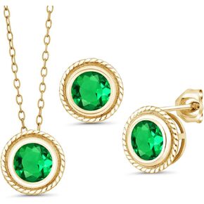 Gem Stone King 4.50 Ct Pink Mystic Topaz 18K Yellow Gold Plated Silver Pendant and Earrings Jewelry Set With Chain