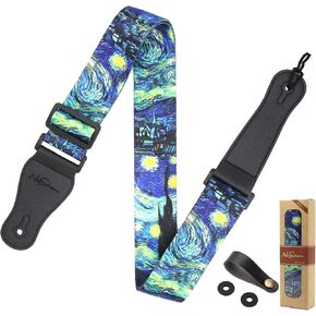 Guitar Strap for Bass, Electric & Acoustic Guitar, Guitar Straps with Pick Pocket, Free Strap Button& 2 Strap Locks