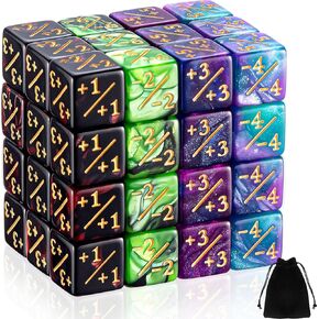 48 Pieces Dice Counters Token Dice D6 Dice Cube Loyalty Dice with Storage Bags Compatible with MTG, CCG, Card Gaming Accessory, 4 Styles