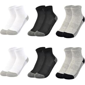 Boys Crew Socks Athletic Half Cushioned Socks Cotton Thick Ankle Socks 6 Pack