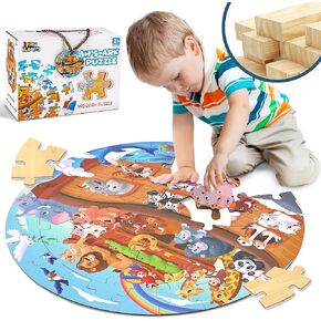 iPlay, iLearn Floor Puzzles for Kids Ages 3-5 4-8, Toddlers Wooden Jigsaw Puzzles, Round World Map Puzzle Toy W/Large Pieces, Geography Educational Birthday Gifts for 6-7 Year Old Boys Girls Children