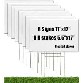 علامات ساحة فارغة من WENWELL مع حصص معدنية H مقاس 17 × 12 بوصة، علامات بيع المرآب العقاري مزدوجة الجوانب، علامة حديقة بلاستيكية مموجة لعيد الميلاد، علامة خارجية مخصصة للمنزل والطريق والخارج، 3 عبوات in Kuwait