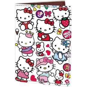 Kawaii Kitty Cat Leather Passport Holder Cover, Cartoon Passport Wallet Credit Card Case for Women Girls (PAC-CIN 2403)