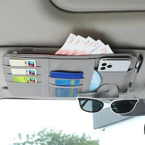 Car Sun Visor Storage Clip Multifunction Visor Storage with Card Holder Bill Holder and Glasses Holder Car Sun Visor Organizer Car Accessories Car Decor (Pink)