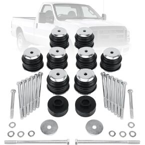 KF04058BK Body Cab Bushing Kits Body Mount Bushing Kit for 1999-2007 Ford Super Duty F250 F350 with Steel Sleeves & Hardware 2WD 4WD