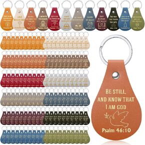 120 Pcs Christian Keychain Bulk Inspirational Bible Verse Keychain Religious Keychains Inspirational Quote Key Chains Scripture Keyrings Leather Keychain for Church Party Favor Gifts