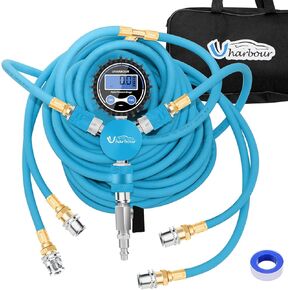 4 Tire Inflation System, 4 Tire Inflation Deflation System, 4 Tire Air Up Down System, 4 Tire Pressure Equalizer, Inflate or Deflate All 4 Tires at Once, Upgraded Digital Pressure Gauge